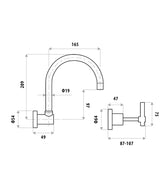 Sabine Lever Wall Mount Sink Tap Set
